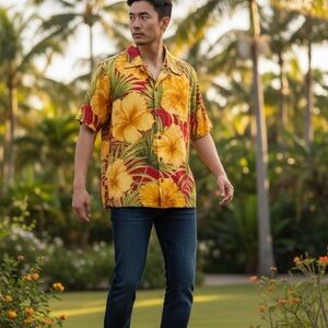 Tommy Bahama 100% Silk Floral Men's Shirt Size M